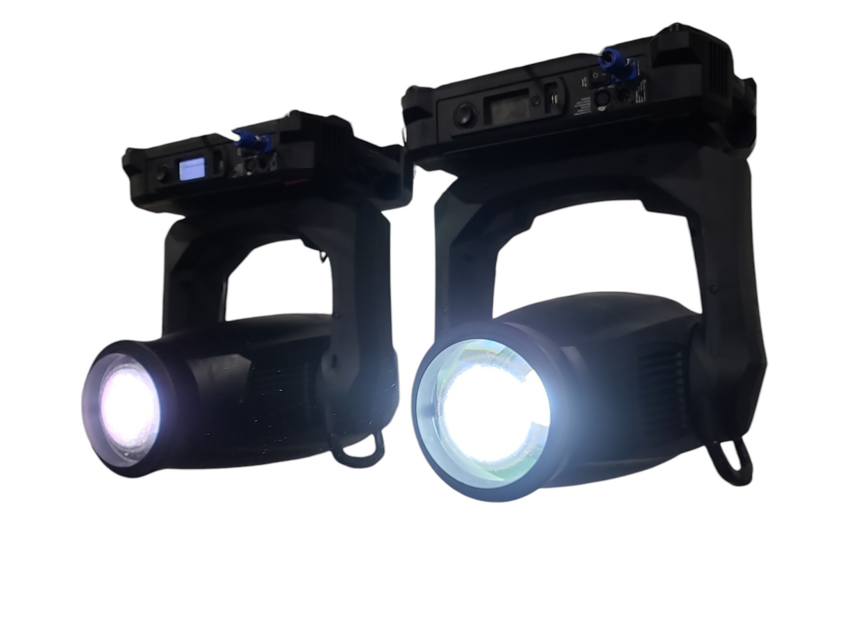 (2) Martin MAC Viper AirFX FC Moving Wash Lights in Wheeled Road Case w/ (2) PSU's & (4) Clamps (Total Hours 3533, 3747)
