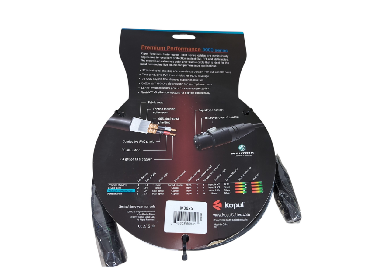 Kopul M3025 Premium Performance 3000 Series XLR Microphone Cable (25')