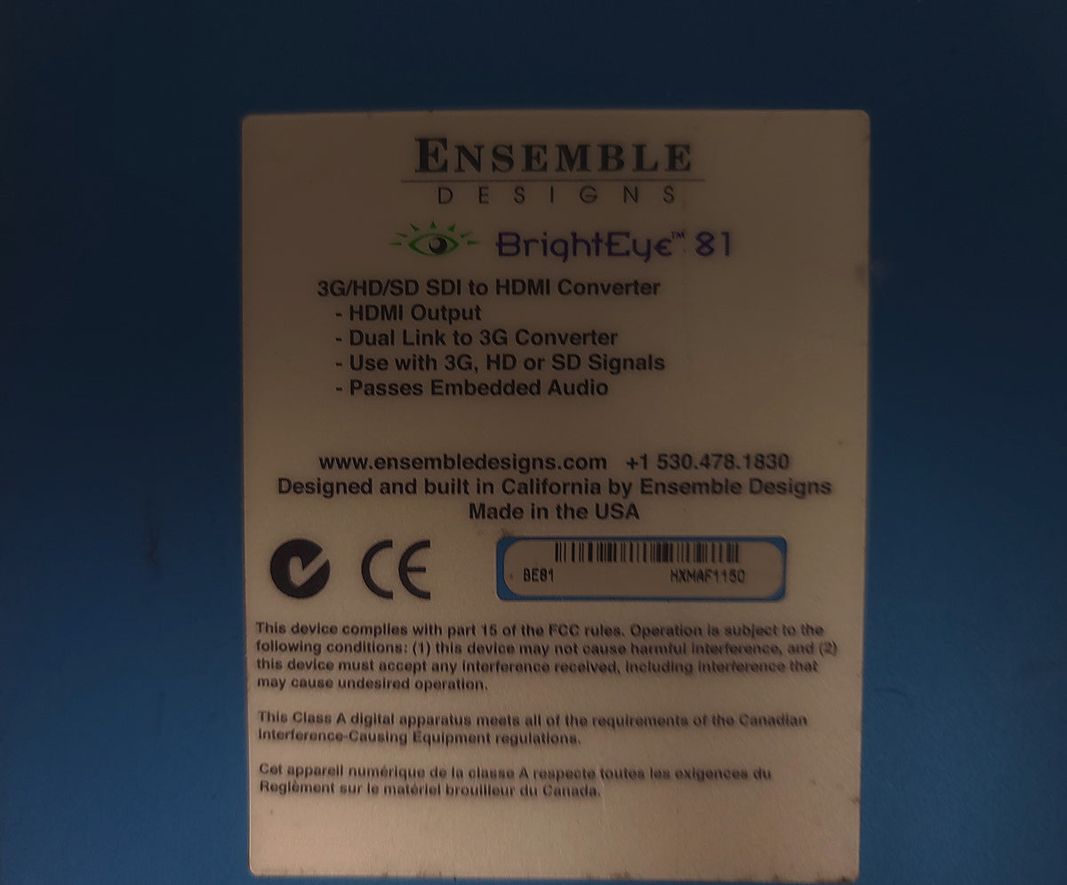 Ensemble BrightEye 81 3G/HD/SD SDI to Hdmi Converter