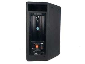 (2) JBL PRX615M 15-inch Two-Way Self-Powered Speakers in Wheeled Road Case