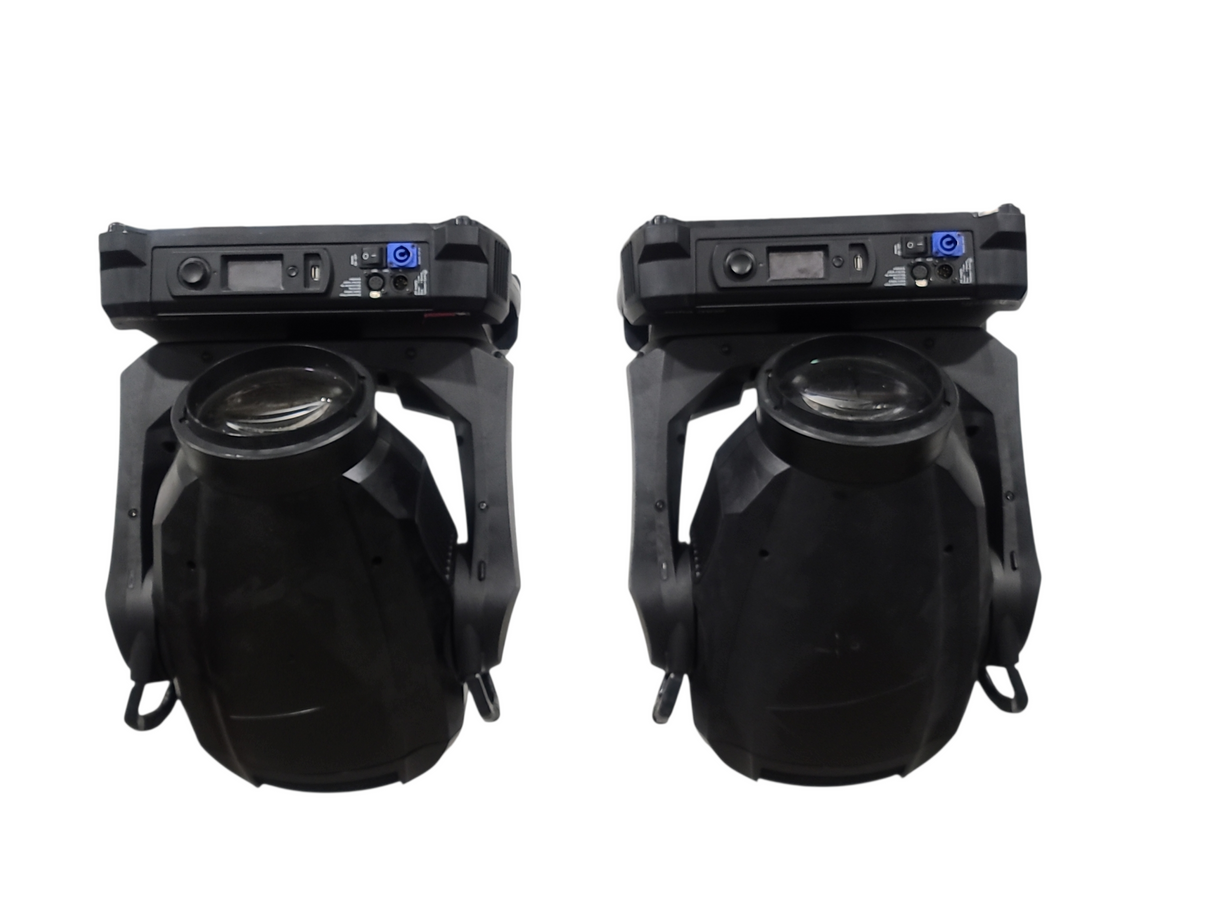 (2) Martin MAC Viper AirFX FC Moving Wash Lights in Wheeled Road Case w/ (2) PSU's & (4) Clamps (Total Hours 3533, 3747)