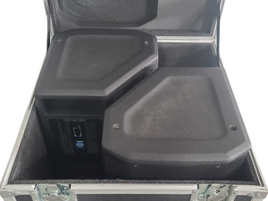 (2) JBL PRX615M 15-inch Two-Way Self-Powered Speakers in Wheeled Road Case