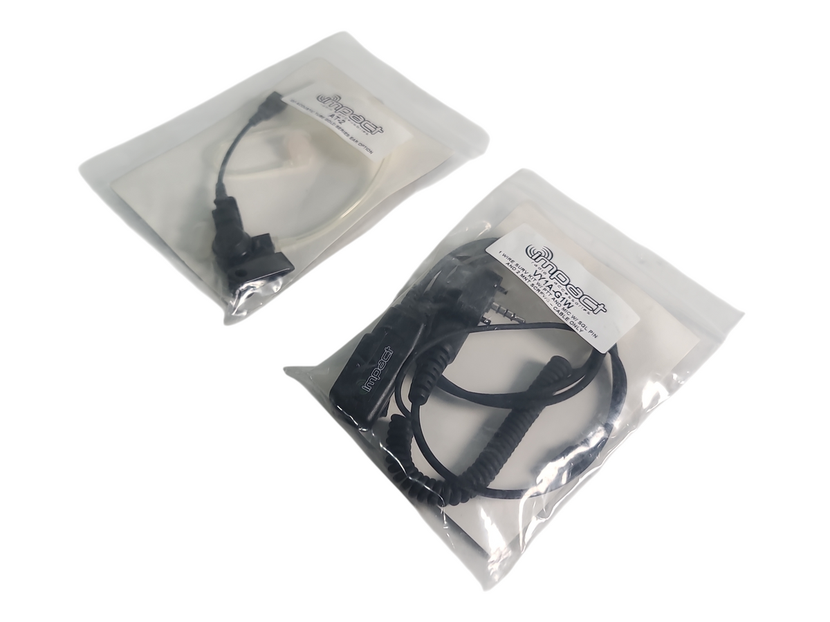Impact Radio Accessories VY1A-G1W 1-Wire Surveillance w/ PTT & AT-2 Quick Disconnect Acoustic Tube in Original Packaging