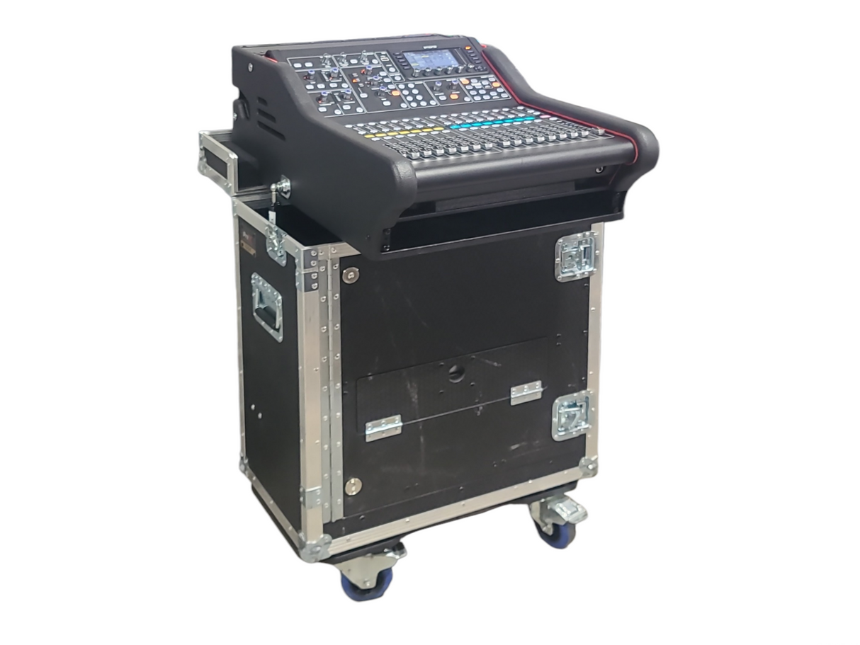 Midas M32R LIVE 40 Channel Digital Console w/ Klark Teknik DN32-USB Option Card in ProX XZF-MIDM32R 1RU Rack Case by ZCASE for MIDAS M32R Flip-Ready Hydraulic Console