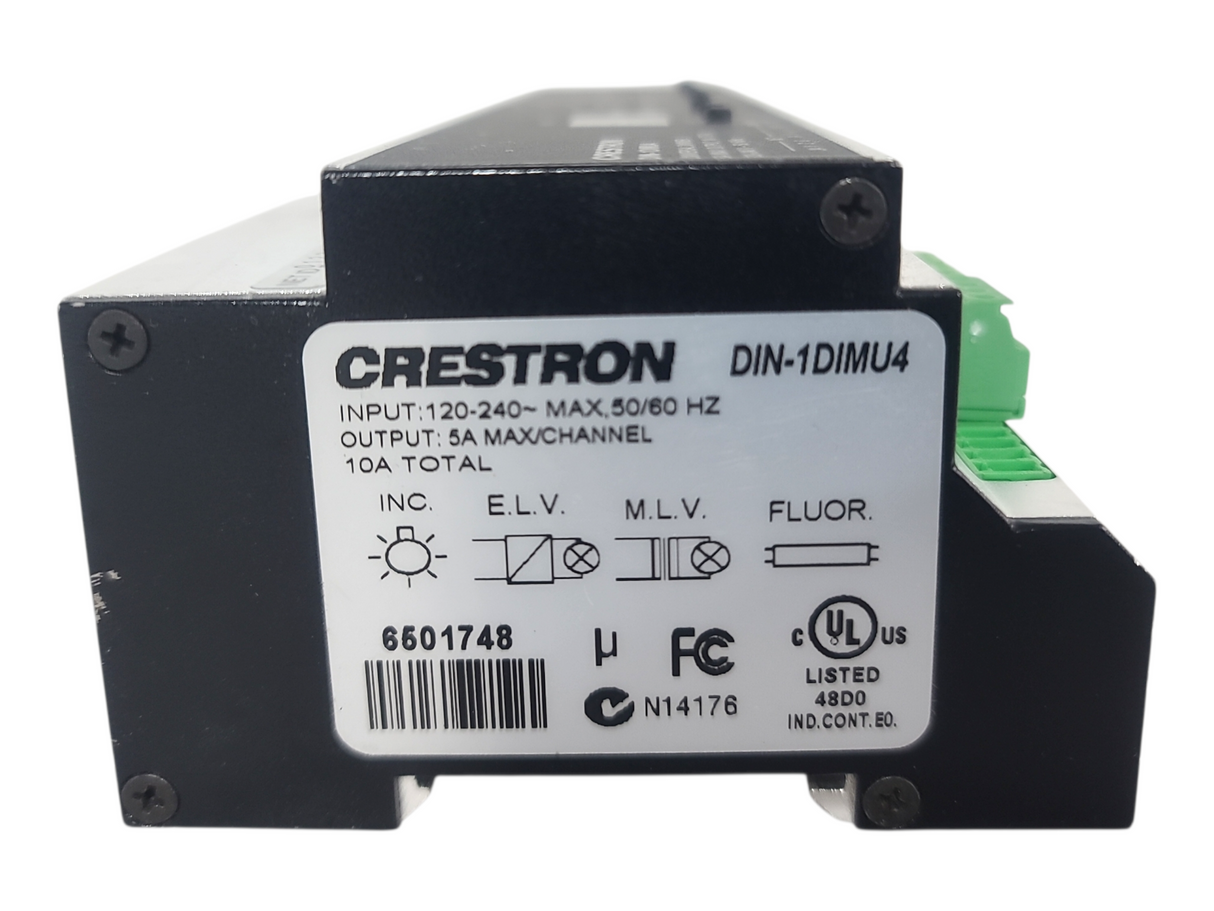 Crestron DIN-1DIMU4 4-Channel Universal Dimmer, 1 Feed, DIN Rail Mount