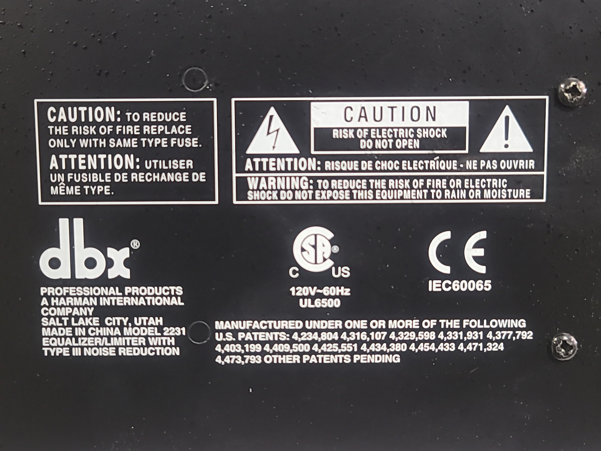 DBX 2231 Equalizer/Limiter w/ Type 3 Noise Reduction