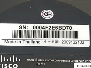 (2) Cisco 7937 IP Conference Station w/ (4) Cisco 2201-40140-001 External Microphones