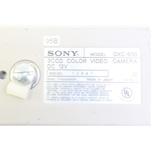 Sony DXC-930 3-CCD Color Video Camera - Label