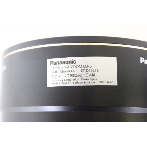 panasonic-et-d75le6-09-to-1.1:1 - 3-Chip DLP™ Projector Zoom Lens label