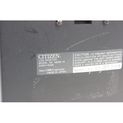 Citizen M938-1A 5" LCD Monitor label