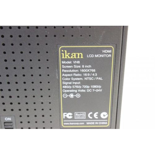 iKan VH8 8" LCD Monitor label