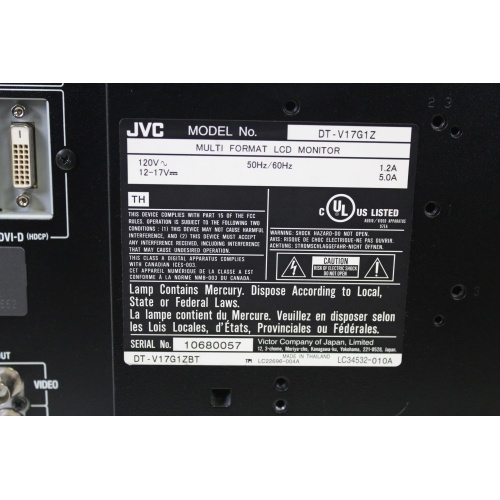 JVC DT-V17G1Z Multi Format LCD Monitor