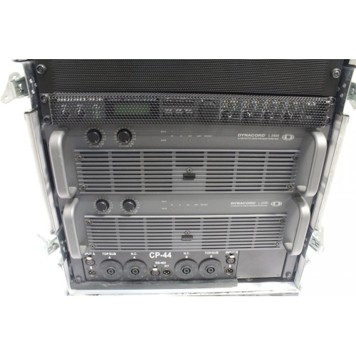 Dynacord L-2400 2x1200 Watts Amplifier (2) w/ DSP-244 Processor - I/O Breakout Panel w/ Prewired ATA case - front