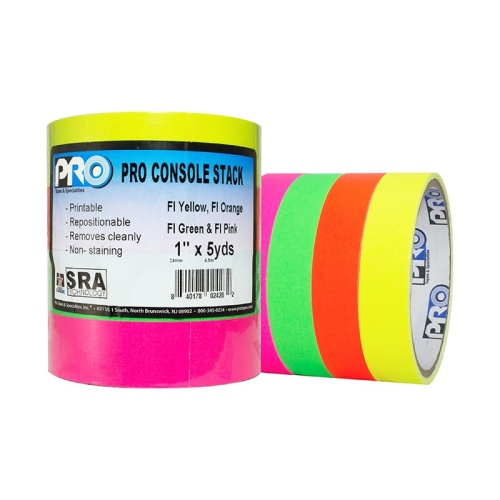 Pro Tapes Pro® Console Stacks Fluorescent - 4 Color Stack: Fl. Green, Fl. Orange, Fl. Pink, Fl. Yellow, 1"