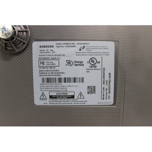 Samsung 32 inch LED TV - UN32J5205AF w/ road case - label