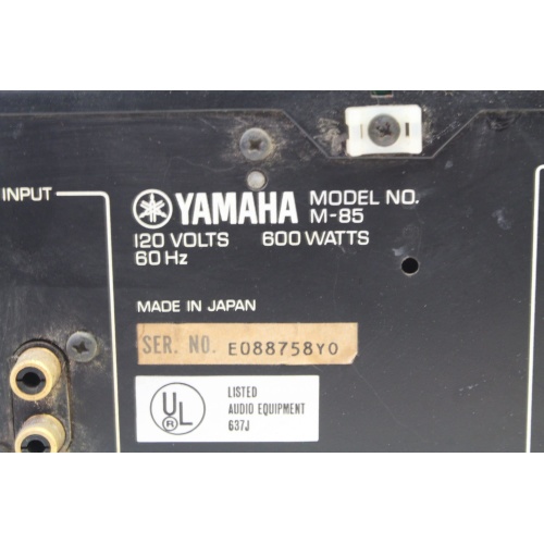 Yamaha M-85 Natural Sound Stereo Power Amplifier (Broken Output C) Label