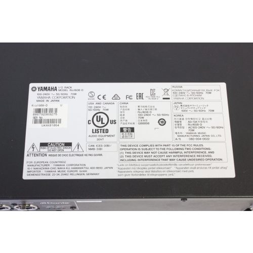 Yamaha Rio 1608-D I/O Rack label
