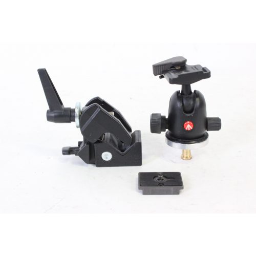 Manfrotto 496RC2 Compact Ball Tripod Head w/ RC2 Quick Release Plate & Super Clamp w/ Stud Main