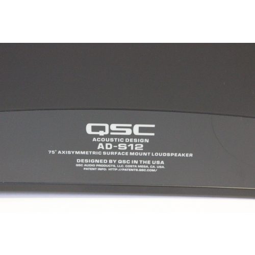 qsc-ad-s12-small-format-surface-mount-loudspeaker-dent-on-grill-right LABEL