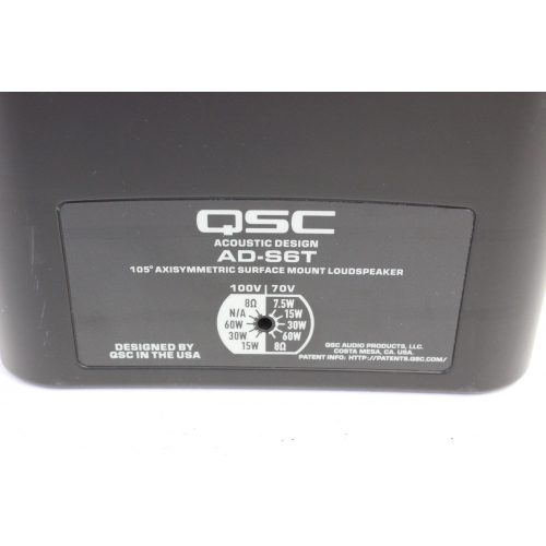 qsc-ad-s6t-65-small-format-surface-mount-loudspeaker-cosmetic-damage-left-rear label