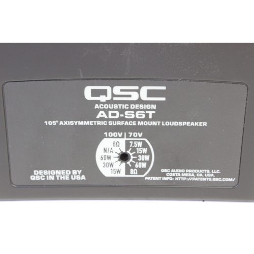 qsc-ad-s6t-65-small-format-surface-mount-loudspeaker-cosmetic-wear-middle-grill label