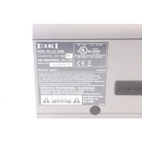 eiki-lc-x85-7000-ansi-lumens-xga-3lcd-w-lns-w31a-129-1811-power-zoom-lens-in-hard-case-1430-op-hours label