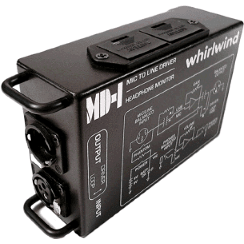 Whirlwind Mic_line Driver - w_headphone monitor 9V battery operated MD-1