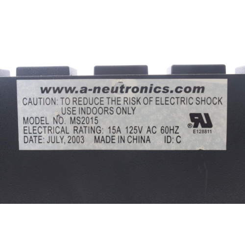 A-Neutronics MS2015 20-Outlet 19" Wide Rack Mount Power Strip Power Bar label
