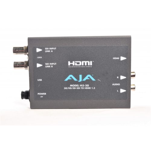 AJA Hi5-3G 3G/Dual Link/HD-SD-SDI to HDMI Converter w/ PSU and (2) Coaxial Cables