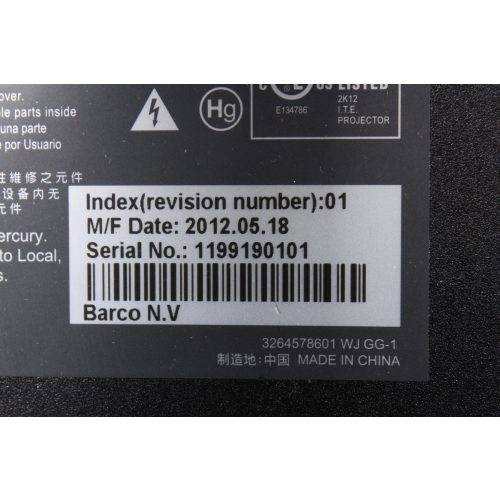 barco-rlm-w12-3-dlp-wuxga-1920x1200-11500-lumens-hd-projector-r9006321b1-w-remote-wheeled-hard-case-1690-op-hours-454-lamp-hours-607 label