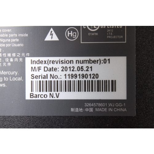 barco-rlm-w12-3-dlp-wuxga-1920x1200-11500-lumens-hd-projector-r9006321b1-w-remote-wheeled-hard-case-1847-op-hours-633-lamp-hours-610 label