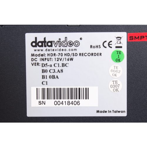 datavideo HDR-70 HD/SD Digital Video Recorder LABEL