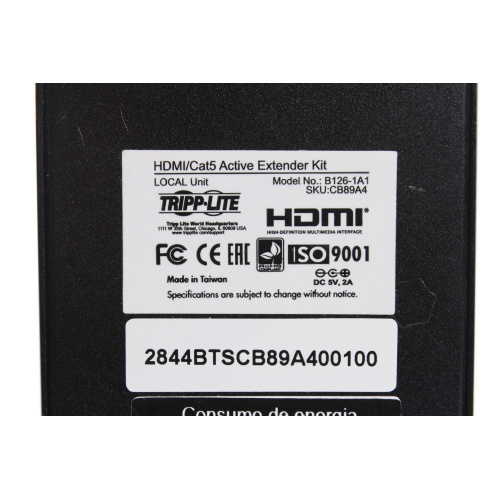 Tripp-Lite B126-1A1 HDMI Over Cat5 Active Extender Kit label