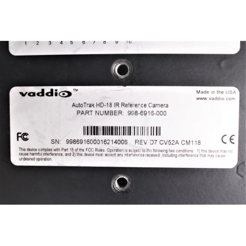 Vaddio 998-7240-011 Auto Trak 2.0 CPU w/ Vaddio 998-6959-000 Auto Trak HD-20 Tracking Camera & Vaddio 998-6916-000 AutoTrak HD-18 IR Reference Camera label2