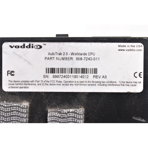 Vaddio 998-7240-011 Auto Trak 2.0 CPU w/ Vaddio 998-6959-000 Auto Trak HD-20 Tracking Camera & Vaddio 998-6916-000 AutoTrak HD-18 IR Reference Camera label1