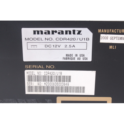Marantz CDR420 Professional HD/CD Recorder w/ PSU and Cables in Pelican 1500 Hard Case lable1