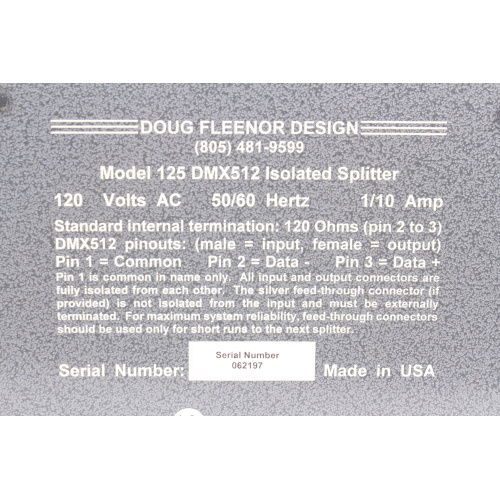 Doug Fleenor Design Model 125 DMX512 Isolated Splitter label