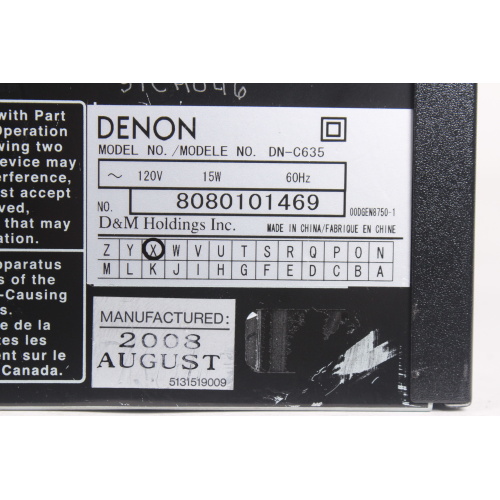 Denon DN-C635 Professional CD/MP3 Player (Disc Read Error) (FOR PARTS) label