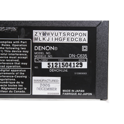 Denon DN-C635 Professional CD/MP3 Player (Tray Error) (FOR PARTS) label