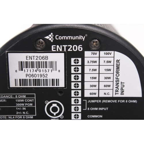 Community Pro Loudspeakers ENT206B 2-Way Compact Column Array Speaker, Weather Resistant, Black (New-Open Box) label