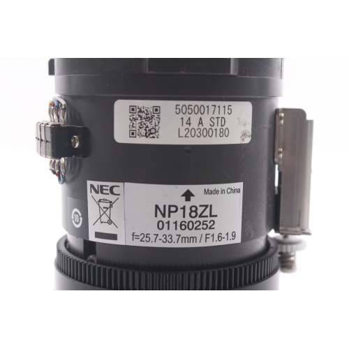 NEC NP18ZL 1.73 to 2.27:1 Standard Throw Zoom Projector Lens label1