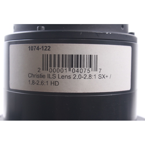 Christie ILS Lens 2.0-2.8:1 SX+ / 1.8-2.6:1 HD 3-Chip DLP label