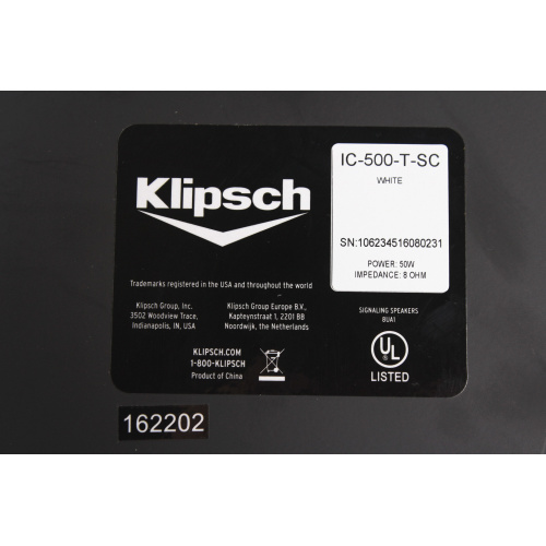 Klipsch IC-500-T-SC 70v In-Ceiling Speaker label1