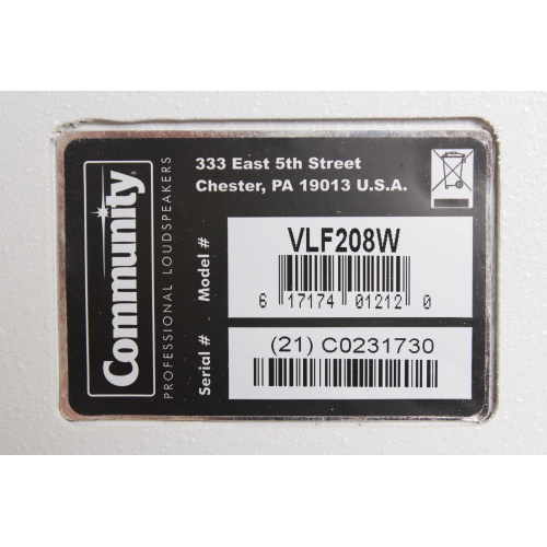 Community VLF208W Dual 8" Subwoofer 300W (Open box) - White label