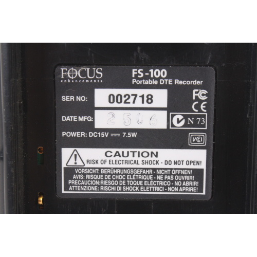 Focus Enhancements/ Panasonic FS-100 Firestore Hard Drive 100GB HD Recorder (Not Fully Tested) label