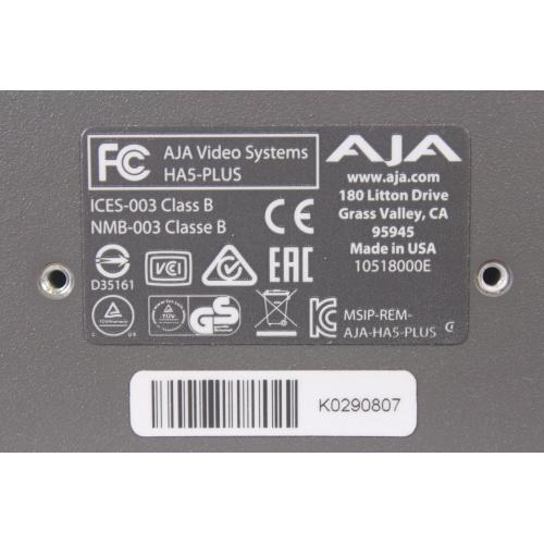 AJA HA5-PLUS HDMI to HD/SD Converter label1