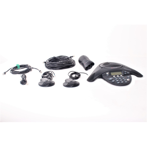 Polycom SoundStation2 Full Duplex Conference Phone w/ Wall Module and (2) Extended Microphones in Original Box main