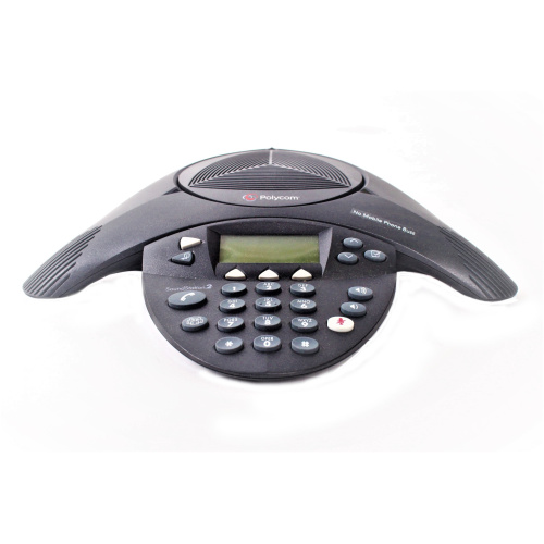 Polycom SoundStation2 Full Duplex Conference Phone w/ Wall Module and (2) Extended Microphones in Original Box front2