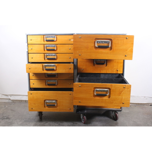 Cabbage Cases 30x23x36 Wheeled ADA Case w/ 12 Sliding Drawers open2