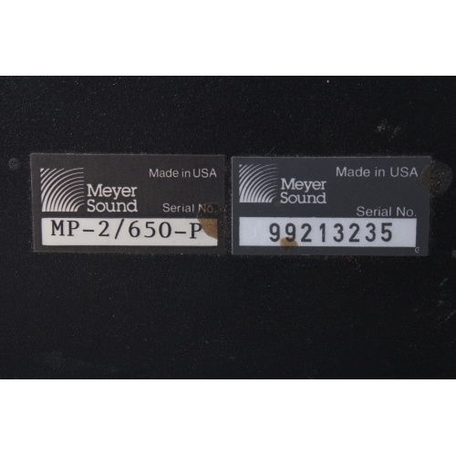 Meyer Sound MP-2 / 650-P MOSFET Power Amplifier label